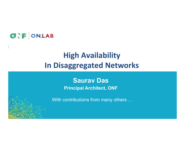 high availability in disaggregated networks