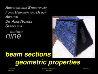 nine  beam sections -  geometric properties  Sections 1  Architectural Structures  S2018abn