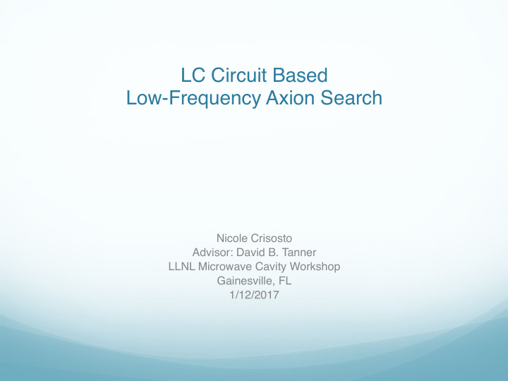 lc circuit based low frequency axion search