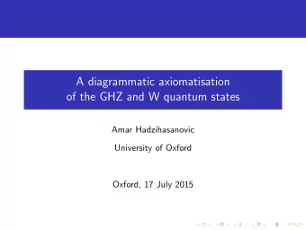 A diagrammatic axiomatisation  of the GHZ and W quantum states  Amar Hadzihasanovic  University of