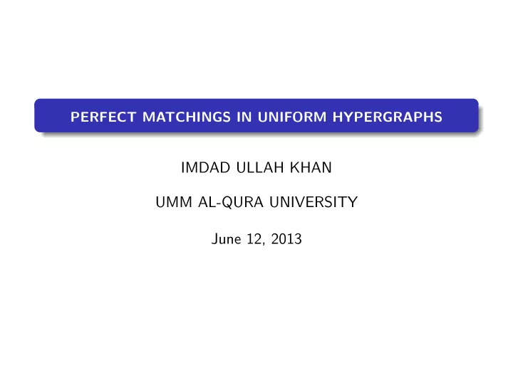 imdad ullah khan umm al qura university june 12 2013