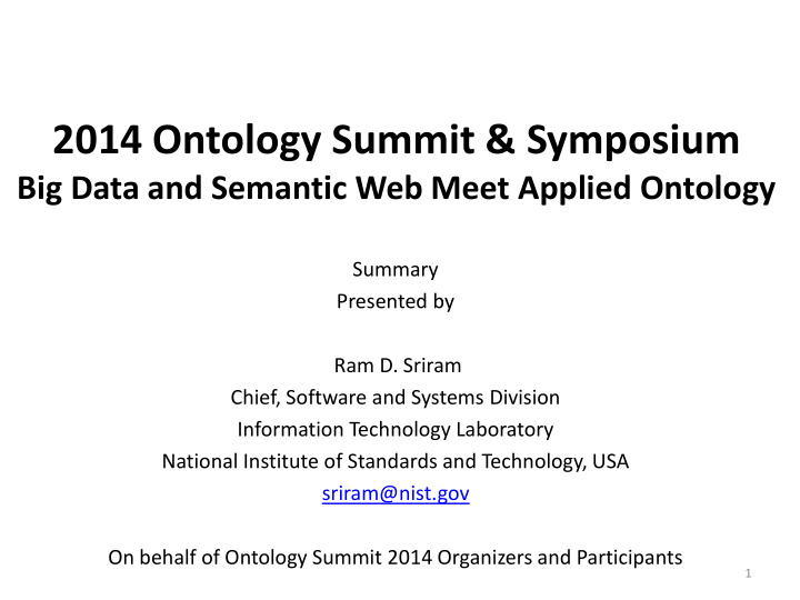 2014 ontology summit amp symposium