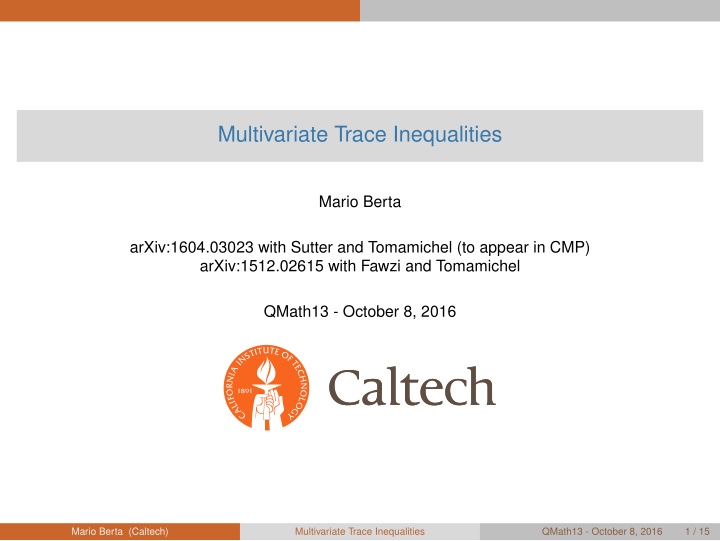 multivariate trace inequalities