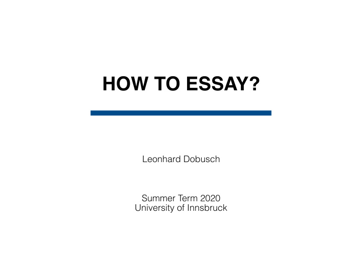 how to essay