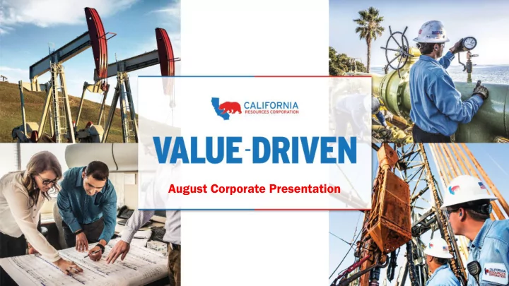 august corporate presentation forward looking cautionary