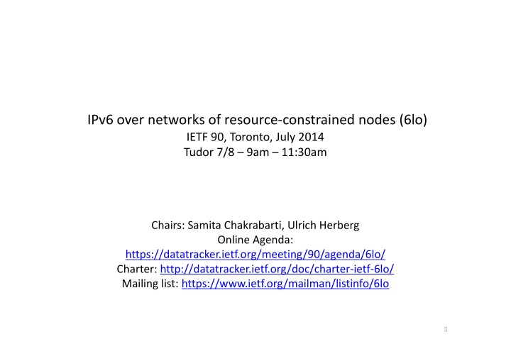 ipv6 over networks of resource constrained nodes 6lo