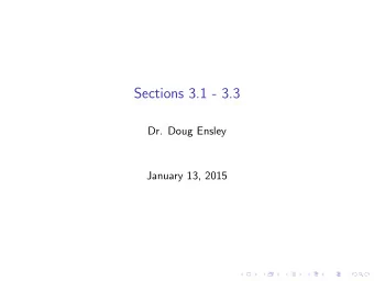 Sections 3.1 - 3.3  Dr. Doug Ensley  January 13, 2015  Function Machine  A function accepts an