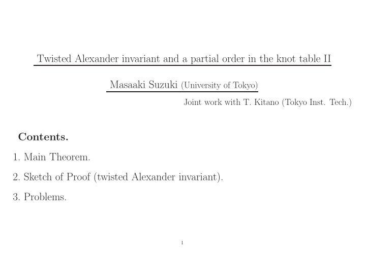 twisted alexander invariant and a partial order in the