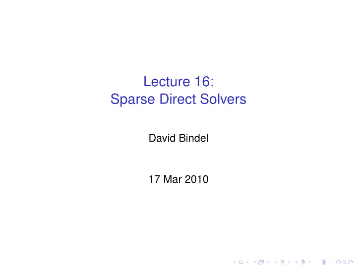 lecture 16 sparse direct solvers