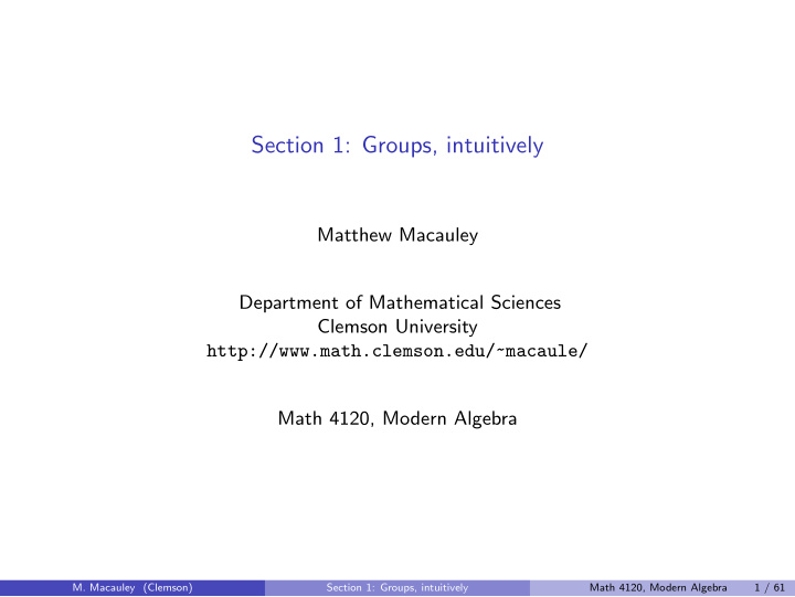 section 1 groups intuitively