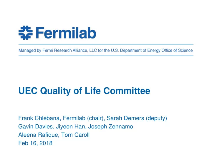 uec quality of life committee