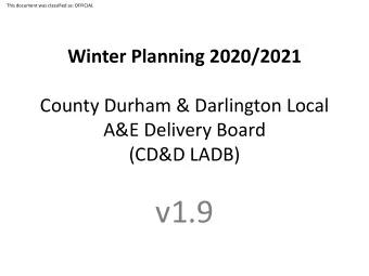 v1.9  This document was classified as: OFFICIAL  What is in place? CDDFT  ACUTE  ADULT AND