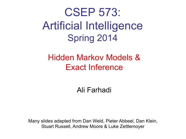 csep 573 artificial intelligence