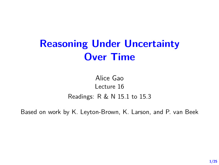 reasoning under uncertainty over time