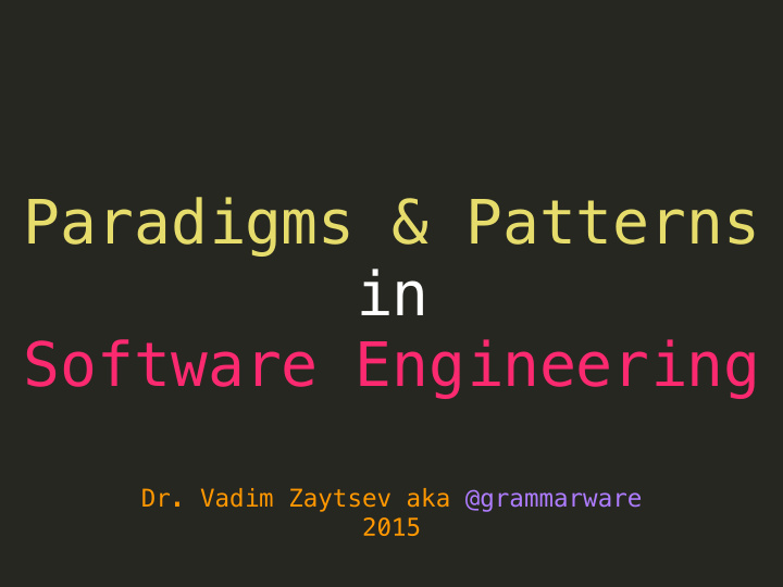 paradigms patterns in software engineering