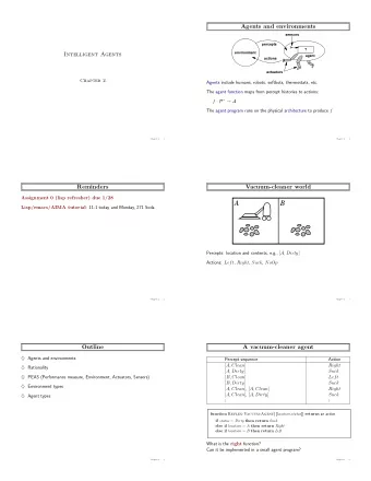 A  B Lisp/emacs/AIMA tutorial : 11-1 today and Monday, 271 Soda Percepts: location and contents,