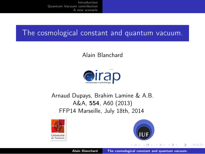 the cosmological constant and quantum vacuum