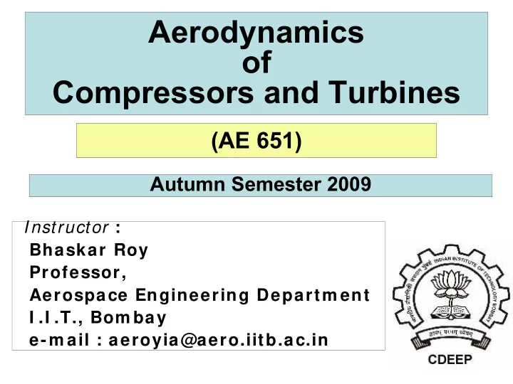 aerodynamics of compressors and turbines