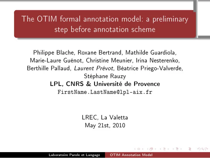 the otim formal annotation model a preliminary step