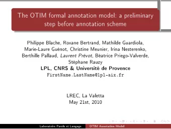The OTIM formal annotation model: a preliminary  step before annotation scheme  .  .  .  .  .