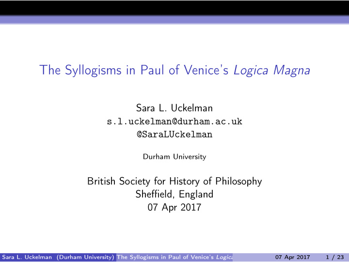 the syllogisms in paul of venice s logica magna