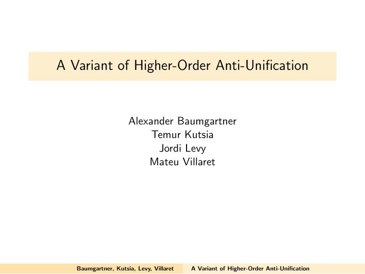 a variant of higher order anti unification