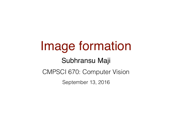 image formation