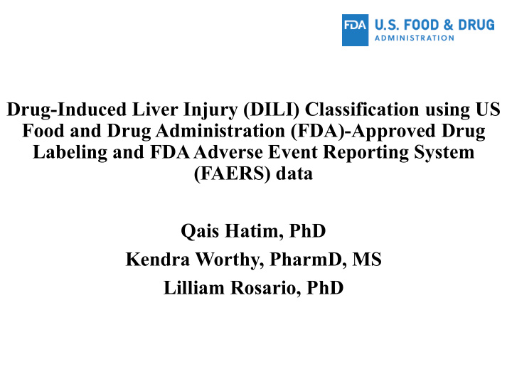 drug induced liver injury dili classification using us