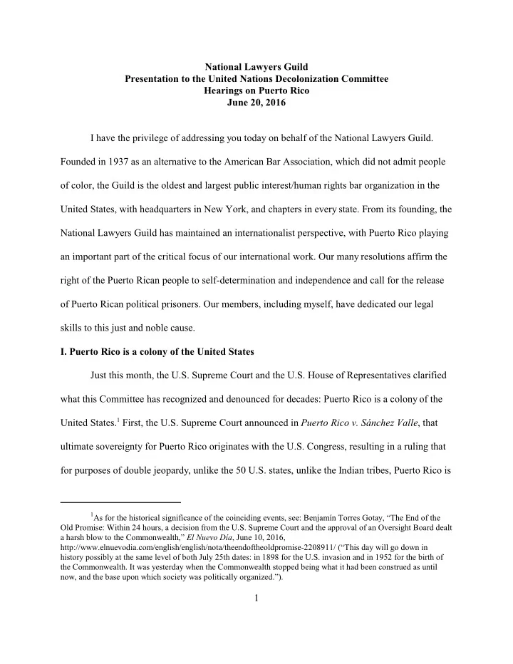national lawyers guild presentation to the united nations