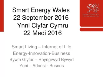 Smart Energy Wales  22 September 2016  Ynni Clyfar Cymru  22 Medi 2016 Smart Living  Internet of