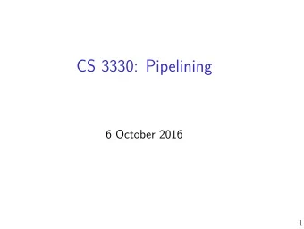 CS 3330: Pipelining  6 October 2016  1  Human pipeline: laundry  whites  sheets  sheets  sheets
