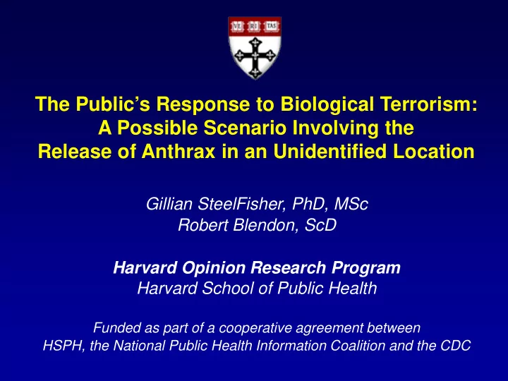 the public s response to biological terrorism a possible