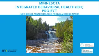 MINNESOTA  INTEGRATED BEHAVIORAL HEALTH (IBH)  PROJECT  JUDY BERGH, MINNESOTA FLEX PROGRAM