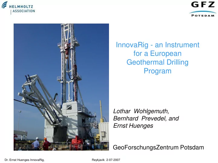 innovarig an instrument for a european geothermal