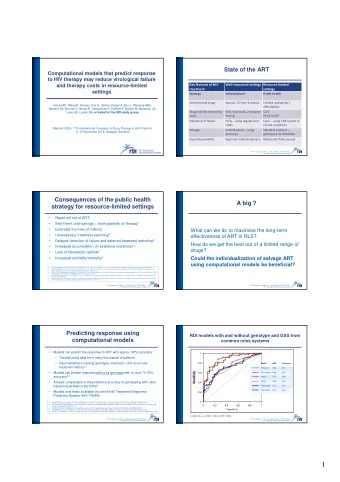 1  The issue of generalisability  Current study objectives  1. To compare the accuracy of HIV-TRePS