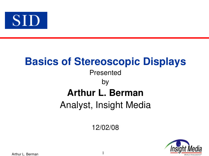basics of stereoscopic displays