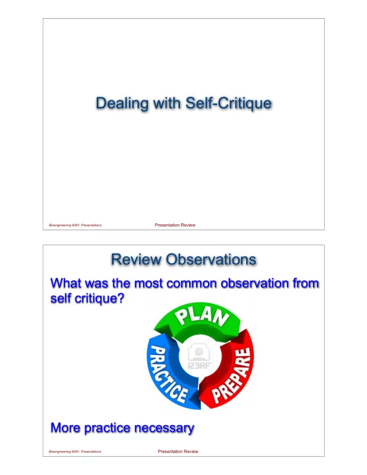 dealing with self critique
