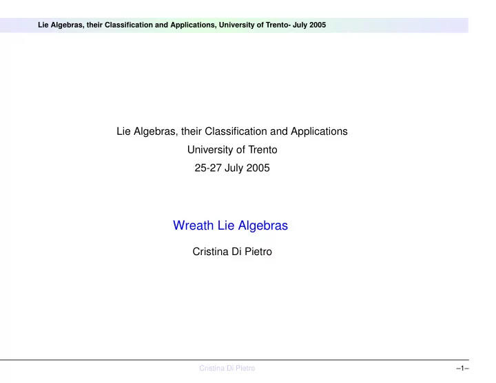 wreath lie algebras