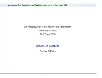 Wreath Lie Algebras  Cristina Di Pietro  Cristina Di Pietro  1  Lie Algebras, their