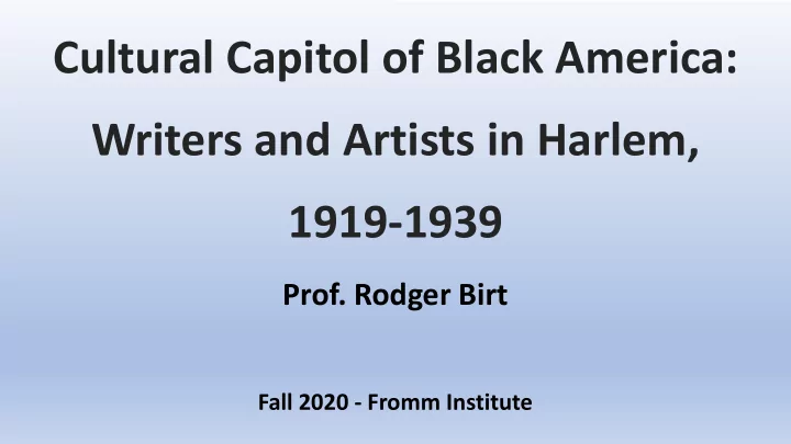 cultural capitol of black america writers and artists in