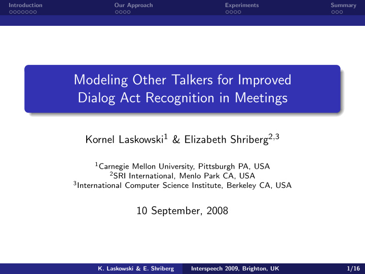 modeling other talkers for improved dialog act