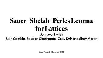 SauerShelahPerles Lemma  for Lattices  Joint work with Stijn C a mbie, Bogd a n Chornom a z,