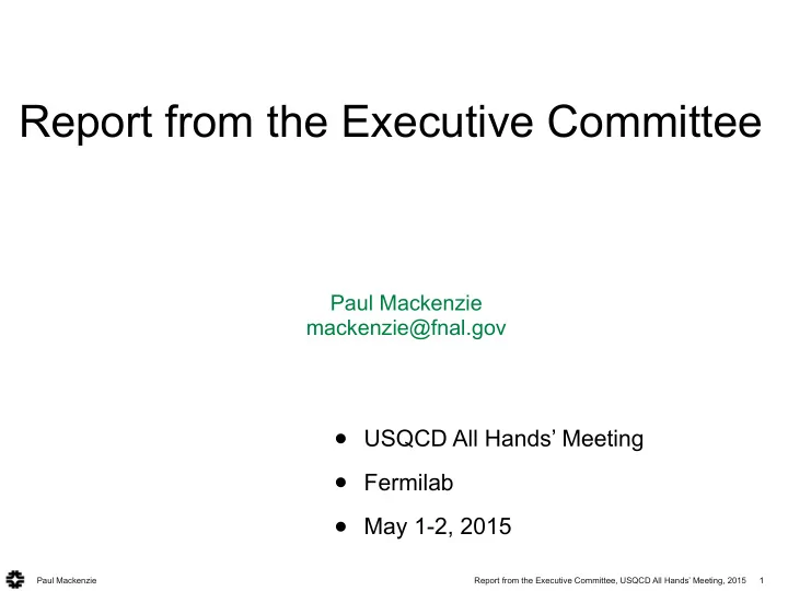 report from the executive committee