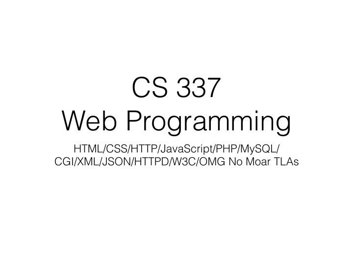 cs 337 web programming