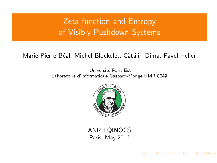 zeta function and entropy of visibly pushdown systems