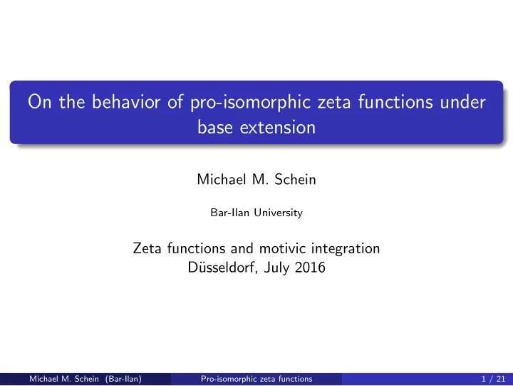 on the behavior of pro isomorphic zeta functions under
