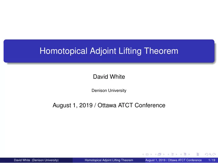 homotopical adjoint lifting theorem