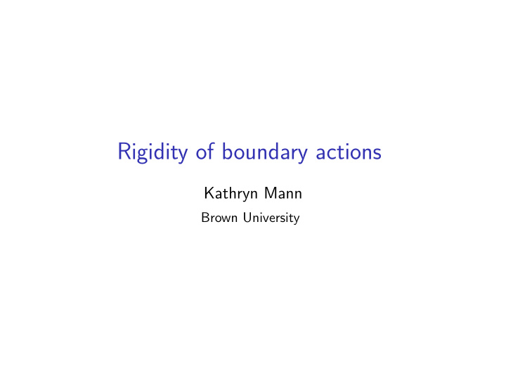 rigidity of boundary actions