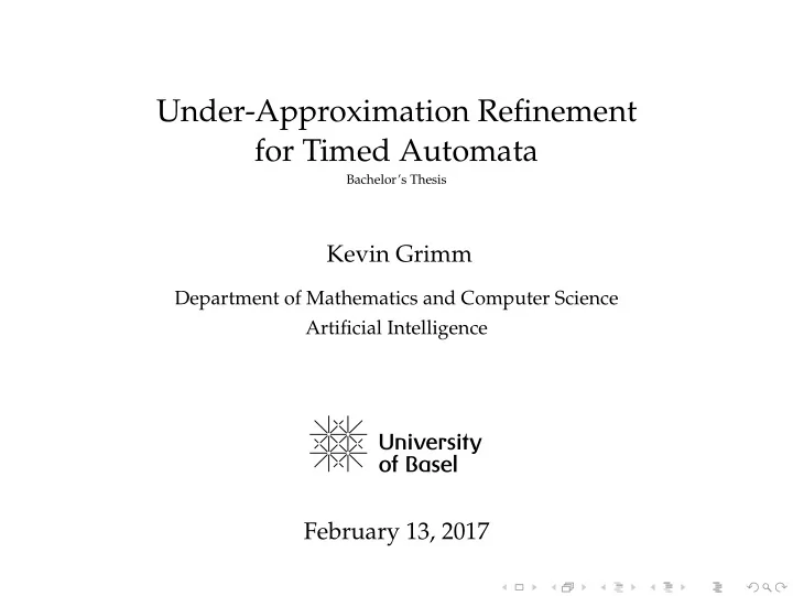 under approximation refinement for timed automata
