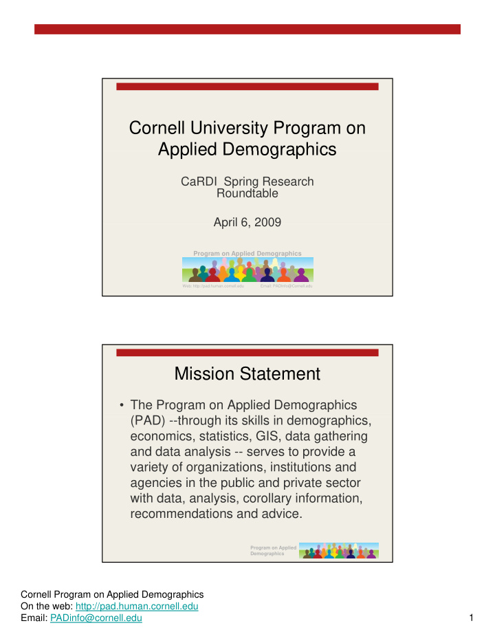 cornell university program on applied demographics